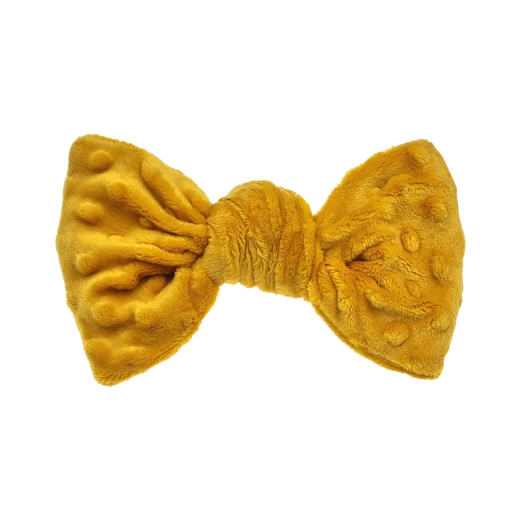 zabawka dla psa szeleszcząca kokardka szarpak musztardowa